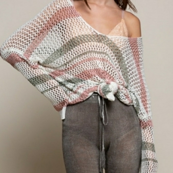 Multi Stripe Open Weave Sweater - Picture 6 of 6
